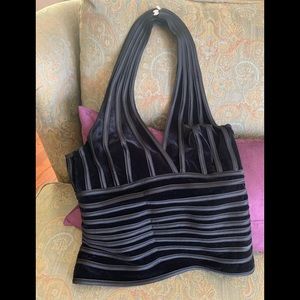 JS collection black halter velvet and satin